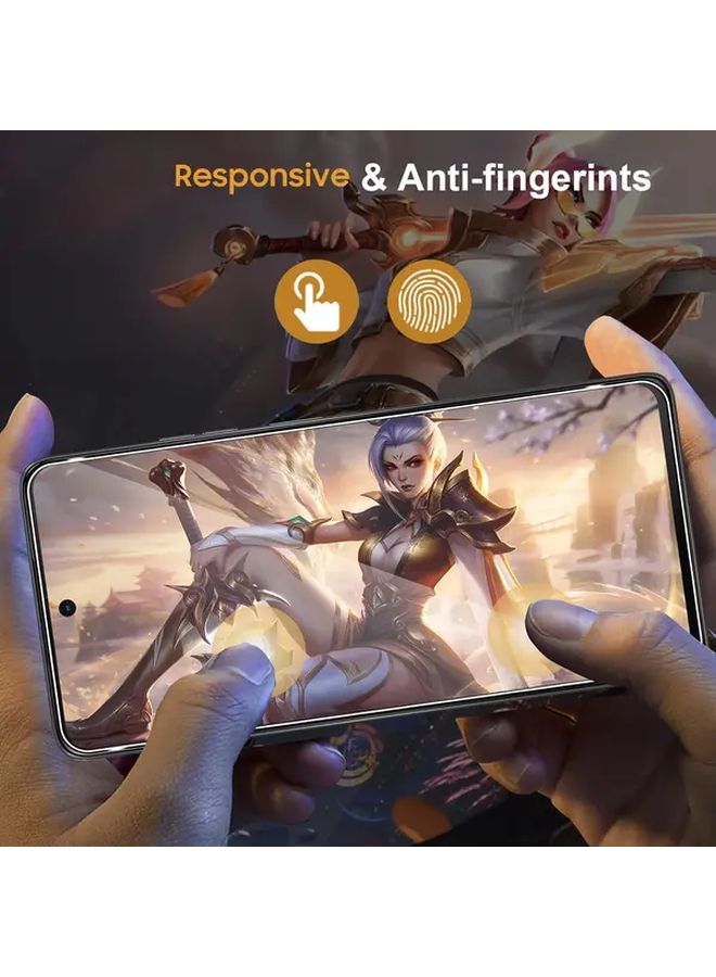 واقي شاشة من الزجاج المقوى ثلاثي القطع لجهاز Galaxy S25 FE، شفاف عالي الوضوح، مقاوم للخدوش، تغطية كاملة. - Image 4