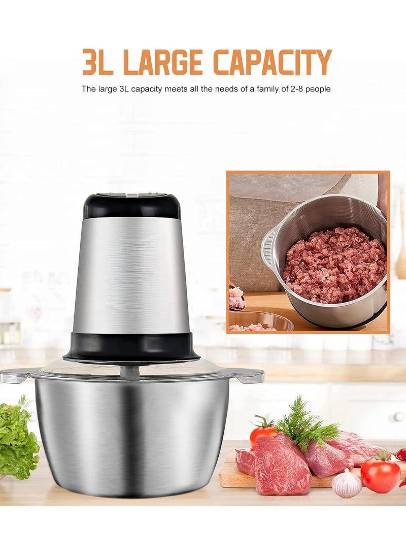 Maxtop Electric Meat Grinder 3L Multi Function Stainless Steel Food Processor for Meat Vegetables Fruits Nuts 2-Speed Control - Image 2