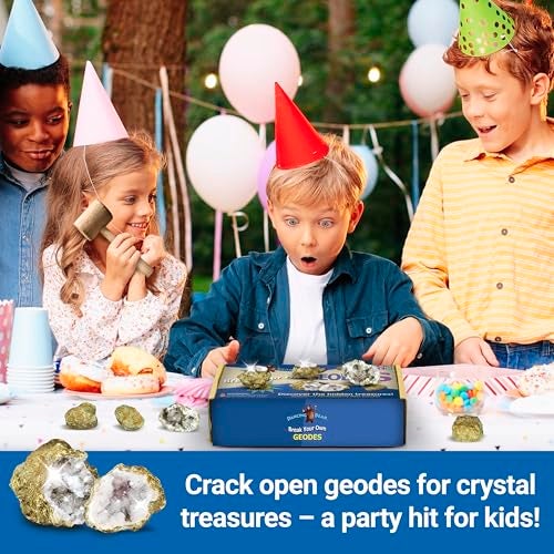DANCING BEAR 25 Break Your Own Geodes, (Medium 1-1.5") 90% Hollow, Crack Open & Discover Amazing Surprise Crystals Inside! Educational Info and Instructions Included, Fun Party Favors & Prizes - Image 4