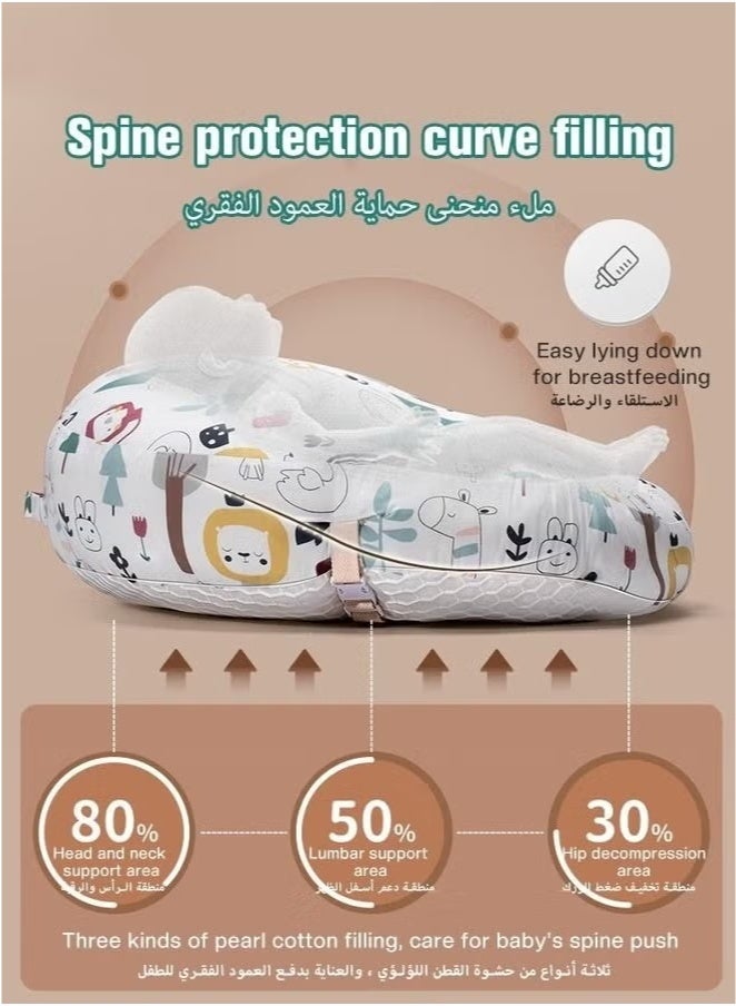 Baby Look Up and Lying Pillow, Nursing Pillow for Breastfeeding, Multi-Functional Original Plus Size Breastfeeding Pillows Give Mom and Baby More Support with Removable Cotton Cover  - Image 3