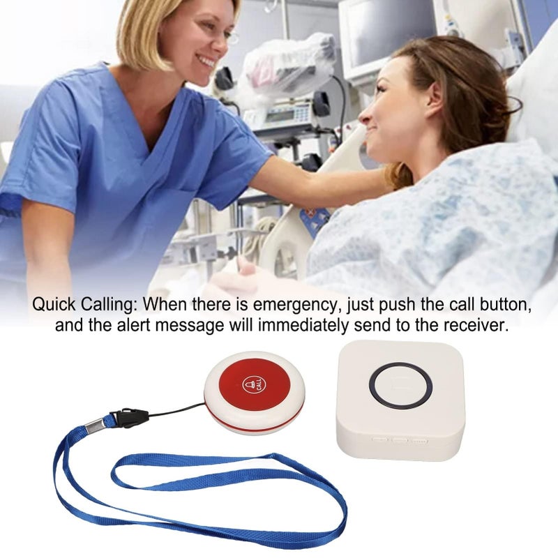 Wireless Caregiver Pager Intelligent Calling System 2 Distress Call Buttons/Transmitters 2 Receivers Nurse Call Alert Patient Help System Home/Personal Care Pager - Image 3