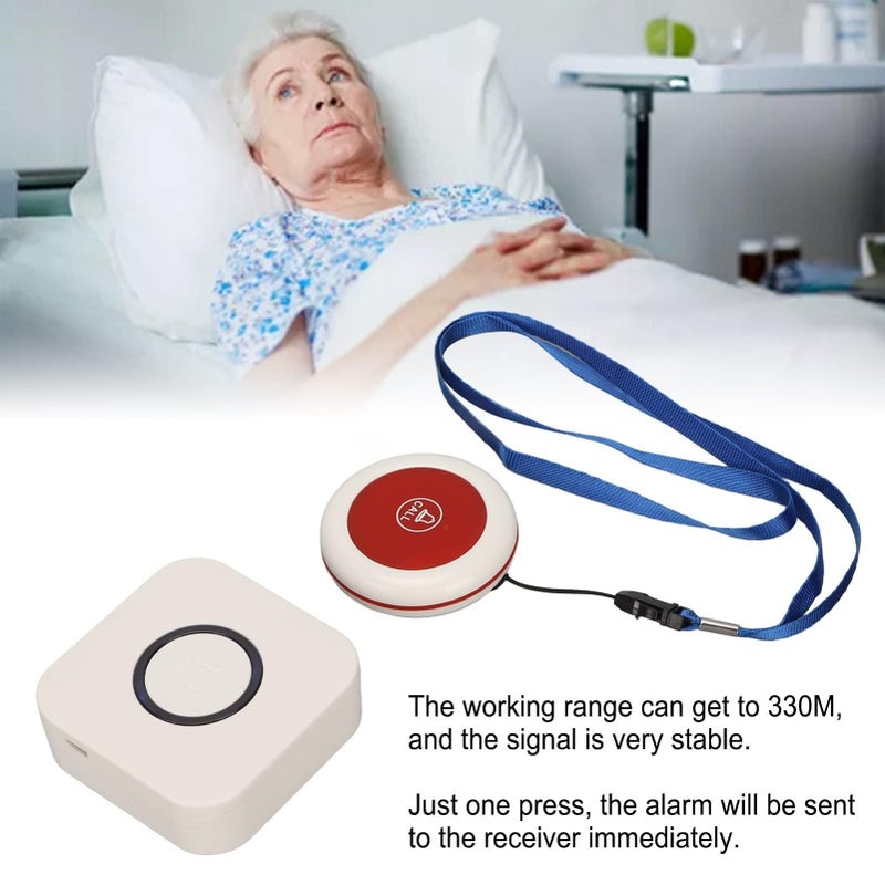 Wireless Caregiver Pager Intelligent Calling System 2 Distress Call Buttons/Transmitters 2 Receivers Nurse Call Alert Patient Help System Home/Personal Care Pager - Image 2
