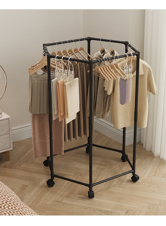 HOMESTAR Clothing Racks for Hanging Clothes，Sturdy Hexagonal Rolling Clothes Rack with Wheels - 360° Swivel Lockable Garment Rack, Rust-Resistant Metal Clothing Storage for Bedroom, Laundry Room, Balcony - Image 1