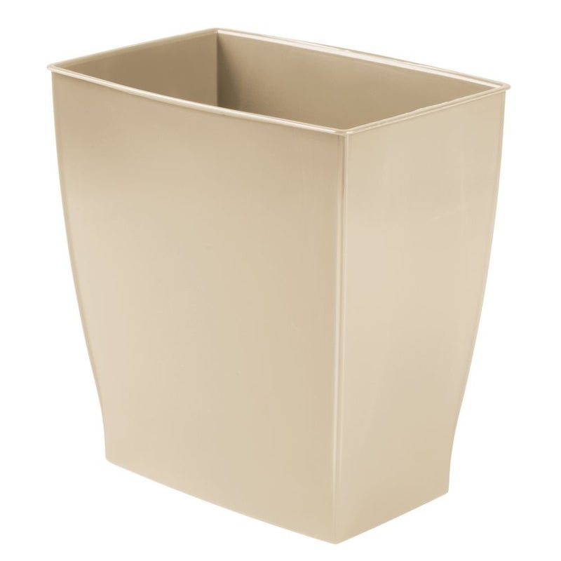 InterDesign iDesign Small Plastic Bathroom Trash Can, Slim Rectangle Garbage Bin for Bedroom, Office, Dorm, Brown - Image 1