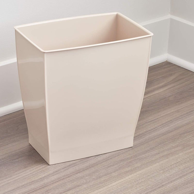 InterDesign iDesign Small Plastic Bathroom Trash Can, Slim Rectangle Garbage Bin for Bedroom, Office, Dorm, Brown - Image 2