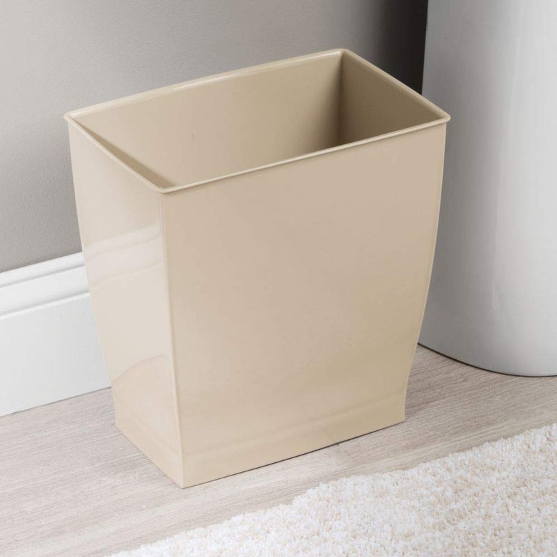 InterDesign iDesign Small Plastic Bathroom Trash Can, Slim Rectangle Garbage Bin for Bedroom, Office, Dorm, Brown - Image 3
