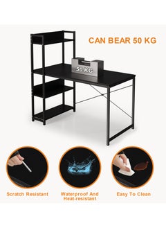 Lafulaifu Computer Table  with 4 Tier Shelves for Home Office,Study, or Gaming，Modern Simple Style Writing Desk Table，Ergonomic  110 L x 50cm W x 72cm H, Black  - Image 5