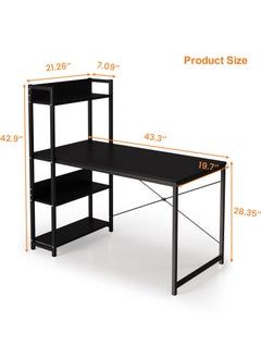 Lafulaifu Computer Table  with 4 Tier Shelves for Home Office,Study, or Gaming，Modern Simple Style Writing Desk Table，Ergonomic  110 L x 50cm W x 72cm H, Black  - Image 2