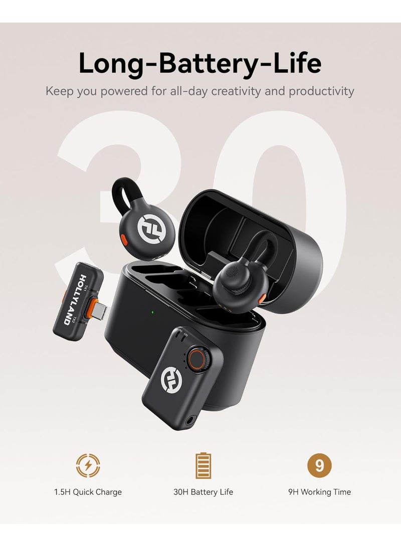 Hollyland Hollyland Lark M2S Combo (Camera RX+USB-C RX+ Lightning Cable) Wireless Microphone for iPhone/Camera/Android/PC, Titanium Clip, Noise Cancelling, 30H Use, Vlog, Interview, Content Creation  - Image 2