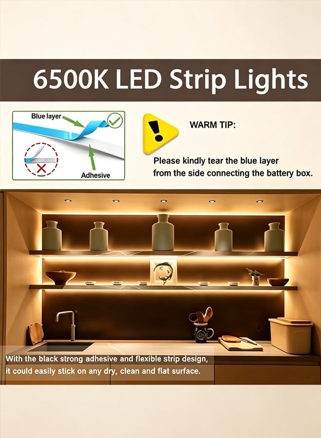 Comysubao 2Pack 5M Warm White LED Strip Light 6500K, 12V Dimmable Tape Light, Cuttable Self-Adhesive Not Waterproof, 360 LEDs for Bedroom Mirror Kitchen Home Decor - Image 4