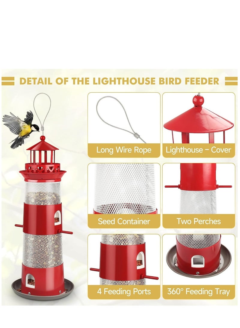 Zikra Bird Feeders for Outdoors Hanging Squirrel Proof Wild Bird Feeders for Outside Metal Bird Seed Feeder for Small Birds 4 lbs Large Capacity for Cardinal Finch Sparrow Blue Jay - Image 3