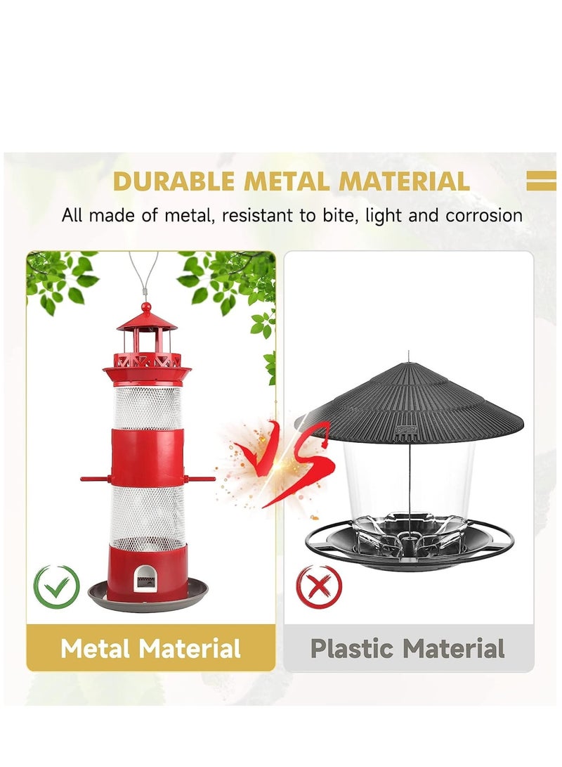 Zikra Bird Feeders for Outdoors Hanging Squirrel Proof Wild Bird Feeders for Outside Metal Bird Seed Feeder for Small Birds 4 lbs Large Capacity for Cardinal Finch Sparrow Blue Jay - Image 4