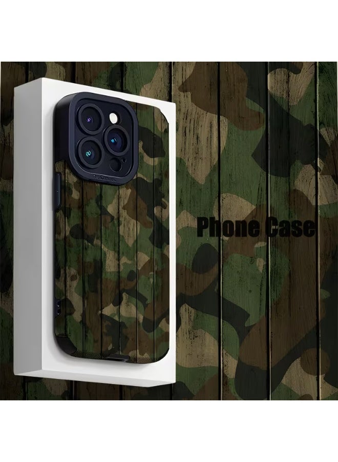 تيمو غطاء هاتف: تصميم خشبي تمويهي عصري للجنسين من الجلد الصناعي المضاد للصدمات لهاتف ايفون 13 برو - Image 1