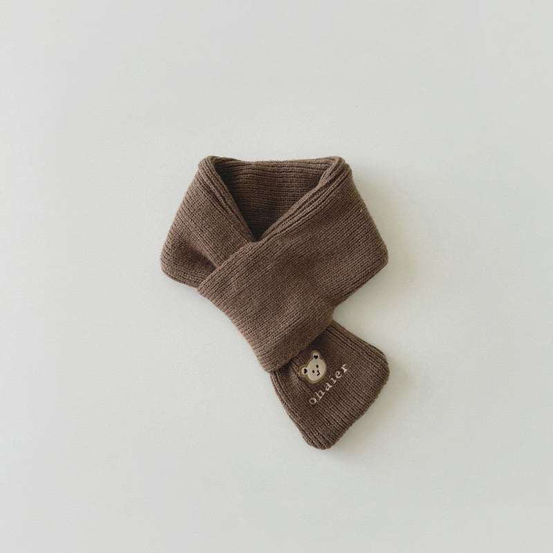 Cute Bear Knit Baby Hat Autumn Winter 2024 Newborn Caramel scarf  - Image 2