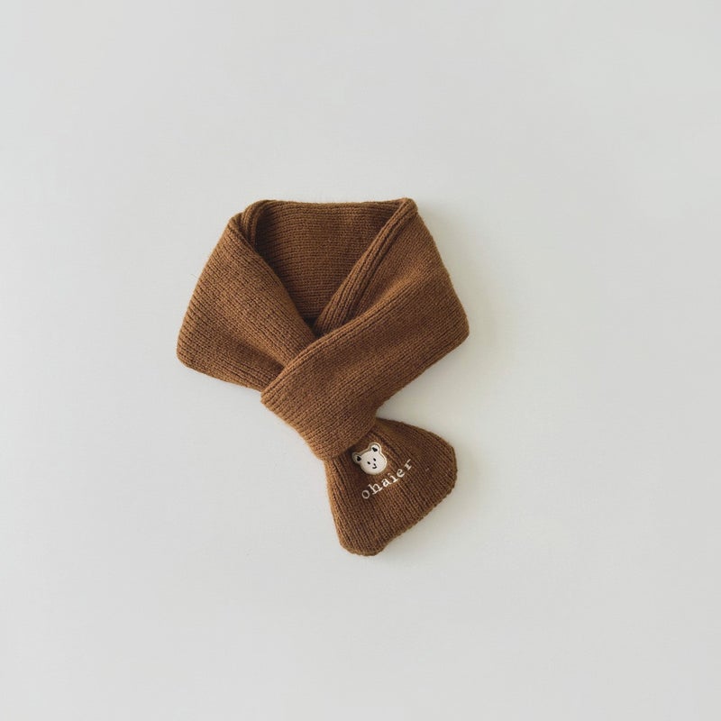 Cute Bear Knit Baby Hat Autumn Winter 2024 Newborn Caramel scarf  - Image 1