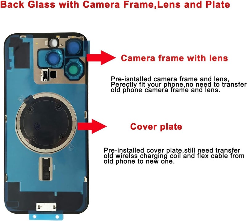 Perzework Rear Back Glass Replacement for iPhone 16 Pro Max 6.9-inches+ Pre-Installed Plate and Camera Frame and Lens + Reparing Tool Kit (Black Titanium) - Image 4