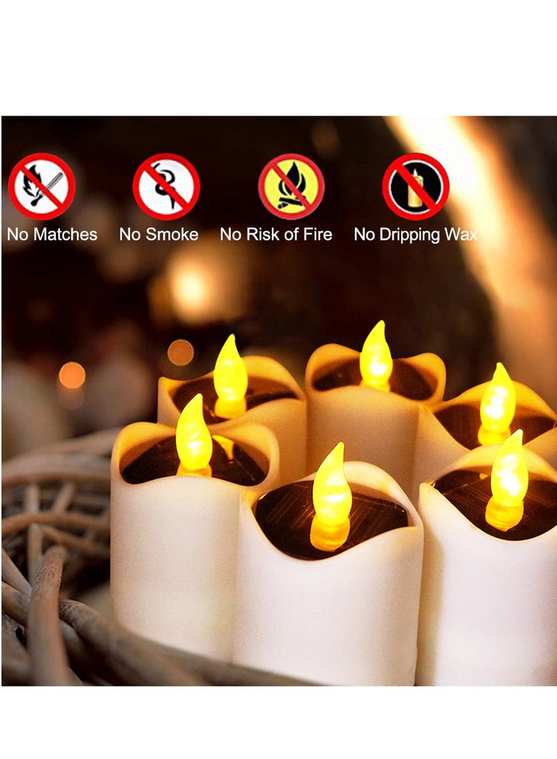 Excefore Solar LED Tealight Candle, 6 PCS Flameless Tea Lights Candles with Soft Flickering, Waterproof Rechargeable Lamp, for Outdoor Wedding Party Birthday Home Decor, Warm White Light  - Image 3
