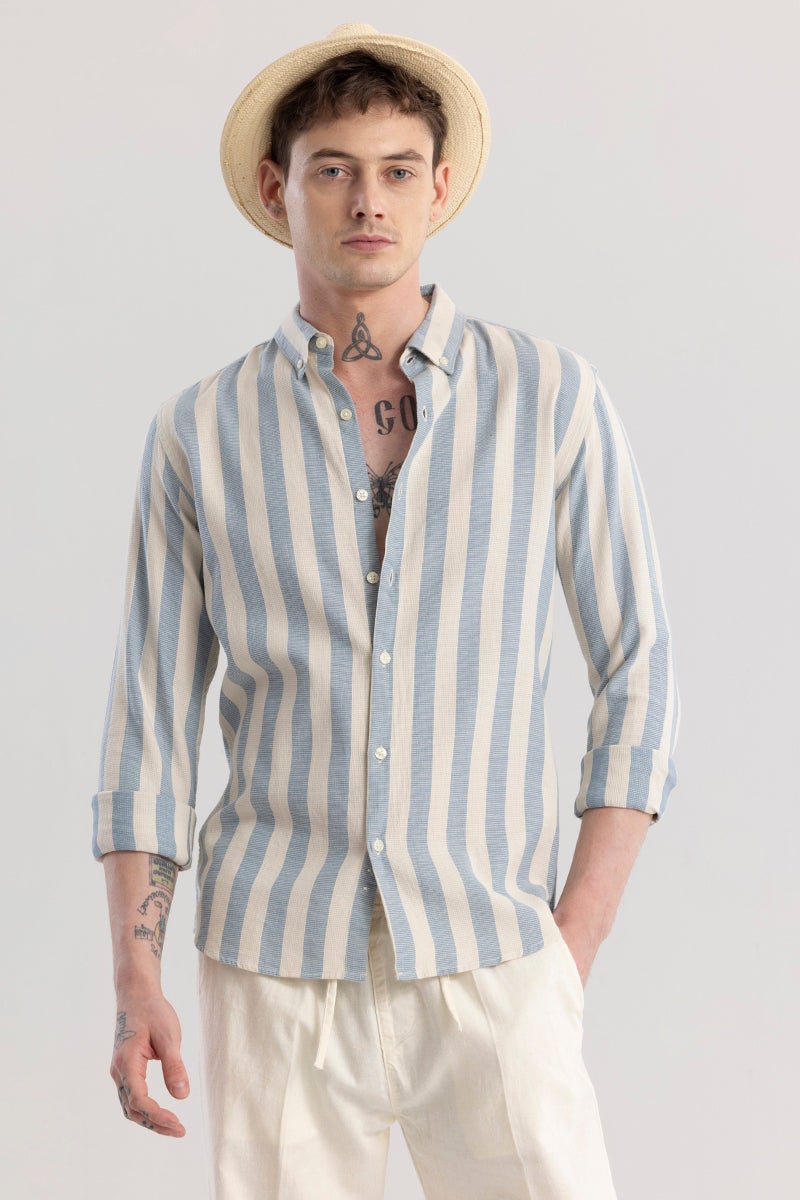 SNITCH Aurora Light Blue Stripe Shirt - Image 1