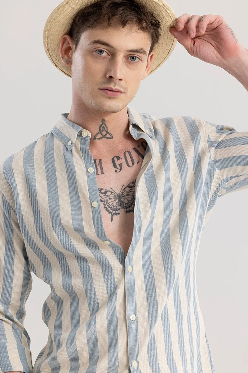 SNITCH Blue Aurora Light Blue Stripe Shirt for Men | Best Price UAE