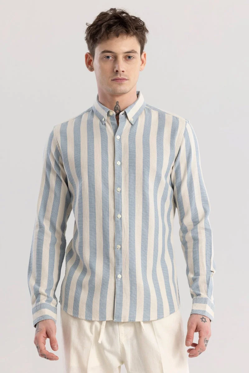 SNITCH Blue Aurora Light Blue Stripe Shirt for Men | Best Price UAE