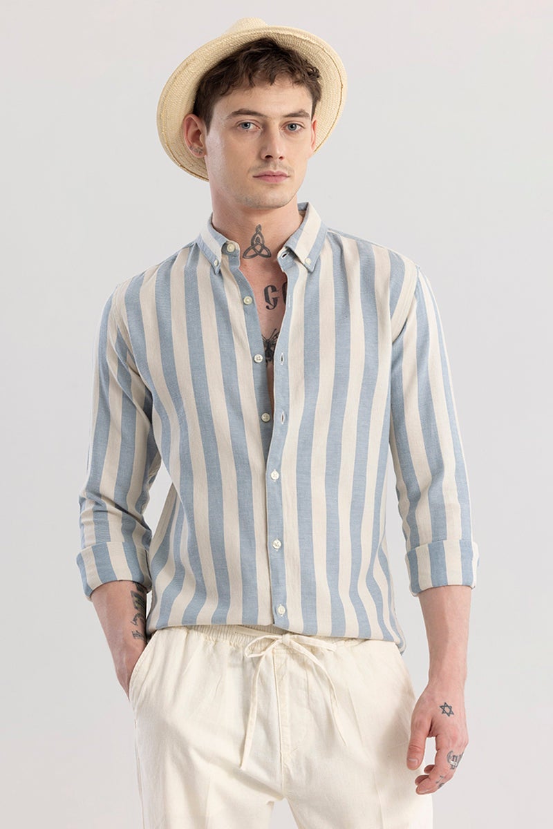 SNITCH Aurora Light Blue Stripe Shirt - Image 1