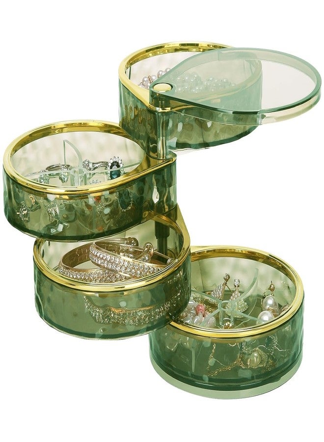 waqif 4-Layers Rotating Jewelry Organizer - Decorative Jewelry Box with Fabric Lining, Transparent Storage Box for Rings, Earrings, Necklaces, Bracelets, Cosmetics and Hair Accessories - Image 1