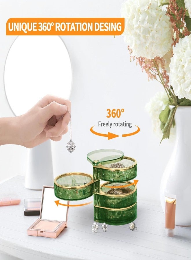 waqif 4-Layers Rotating Jewelry Organizer - Decorative Jewelry Box with Fabric Lining, Transparent Storage Box for Rings, Earrings, Necklaces, Bracelets, Cosmetics and Hair Accessories - Image 4