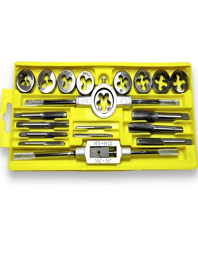 A AND S Tools A&S TOOLS SHOP@ Practical/set Metric Handle Taps Dies Sets Kits Screw Thread Taps Carbon Steel M3-M12 Taps Dies Wrench Screw (20 Pic) - Image 1