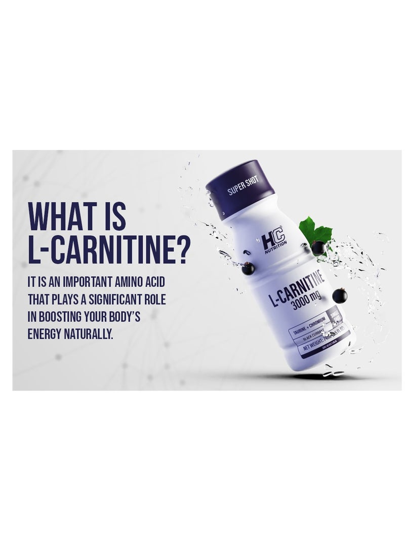 HC NUTRITION L-Carnitine Super Shot 3000 mg  Black Current 12Shots 74ml - Image 2