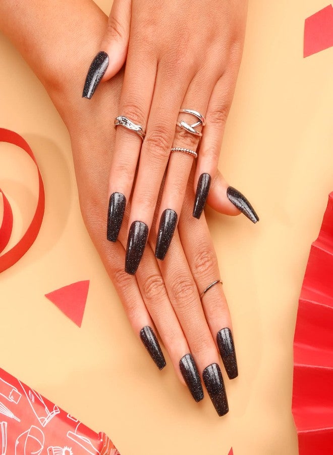 MLEN DIARY Press on Nails Coffin Medium Fake Nails Acrylic Full Cover Stick on Nails Valentines False Nails for Women and Girls (24 PCS) - Image 5