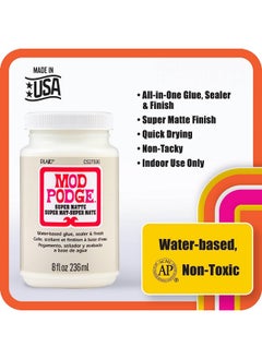 Mod Podge Mod Podge Super Matte, Premium All-in-One Glue, Sealer, and Finish, 8 fl oz, CS27596, Clear  - Image 3