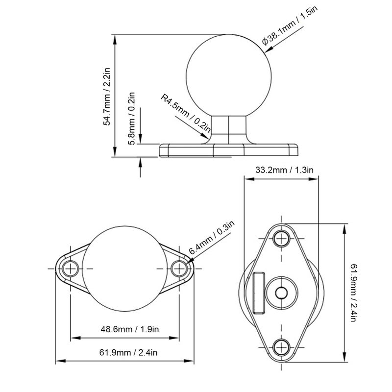 قاعدة كرة بحرية عالمية من سبائك الألومنيوم مقاس 1.5 بوصة مع لوحة للإلكترونيات - Image 3