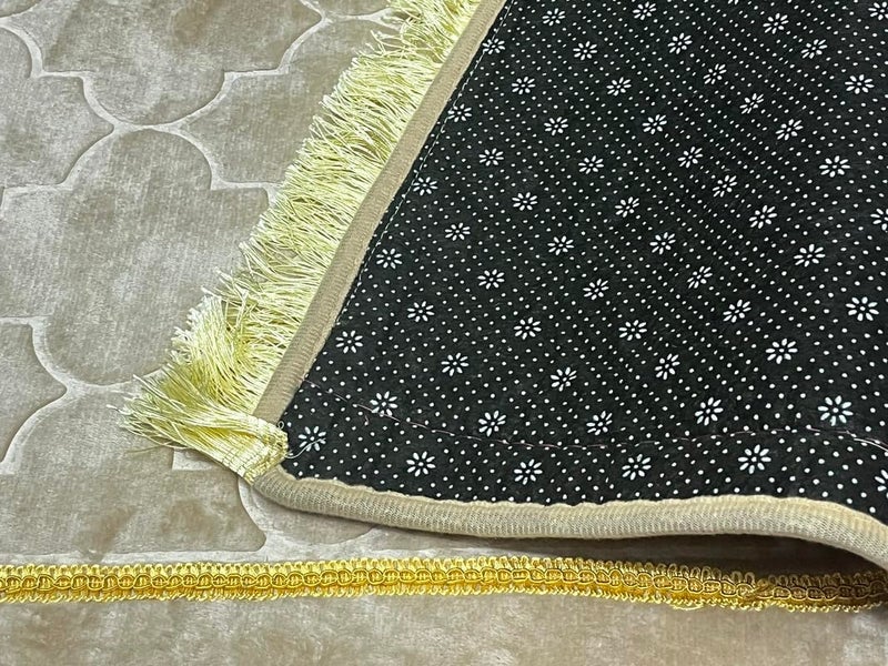 KETOSTICS® Velvet Prayer Mat 44x28 inch Hexagonal Musalla Janamaz for Namaz Muslim Brown (Light Grey) - Image 3