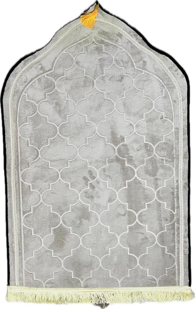 KETOSTICS® Velvet Prayer Mat 44x28 inch Hexagonal Musalla Janamaz for Namaz Muslim Brown (Light Grey) - Image 5
