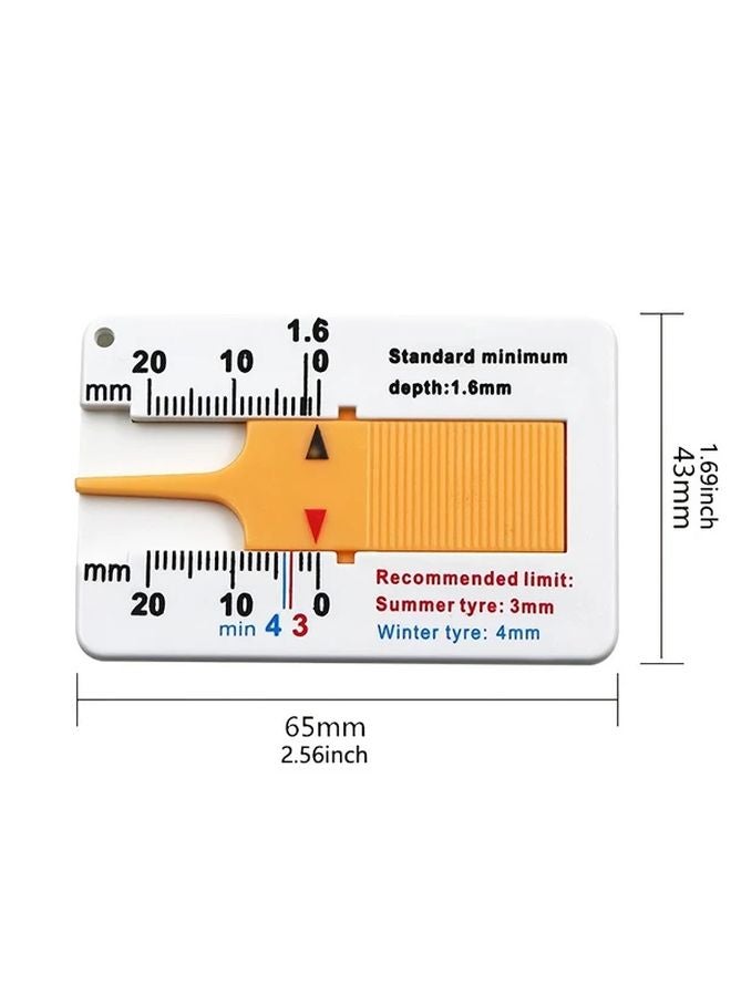 White Tire Tread Depth Gauge Vernier Caliper 0 20mm Portable Measurement Tool - Image 1