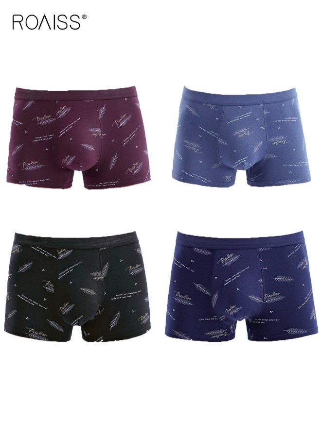 roaiss 4 PCS Antibacterial Boxer Shorts Men Cotton Mens Underwear Shorts Three-Dimensional Print Breathable Non-marking Boxer Briefs Comfortable Skin-Friendly Not Stuffy  - Image 1