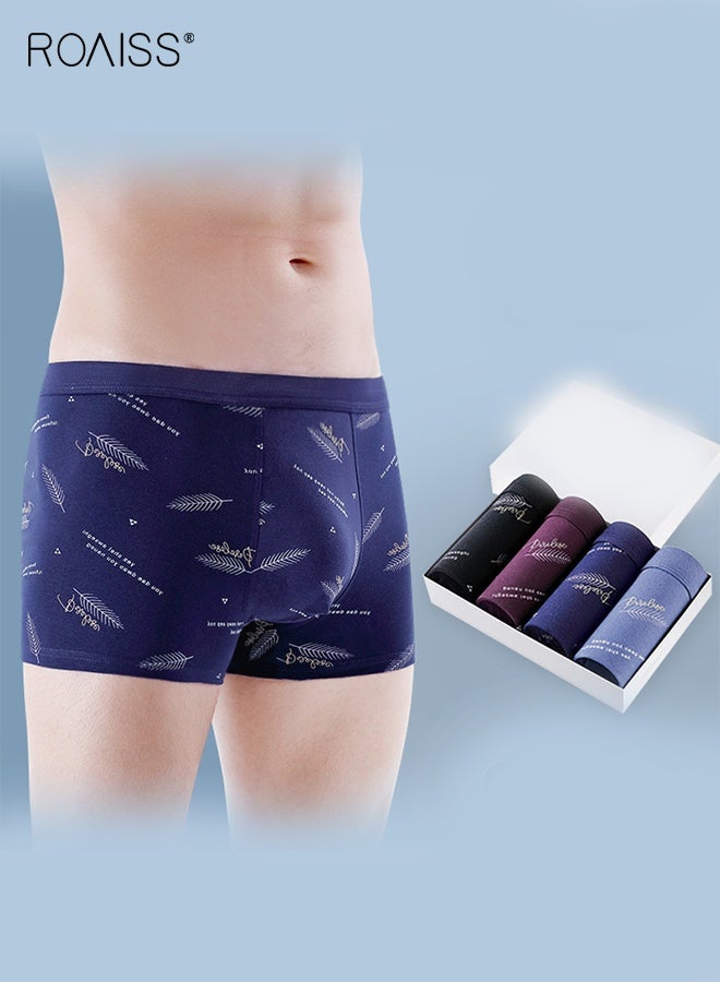 roaiss 4 PCS Antibacterial Boxer Shorts Men Cotton Mens Underwear Shorts Three-Dimensional Print Breathable Non-marking Boxer Briefs Comfortable Skin-Friendly Not Stuffy  - Image 2