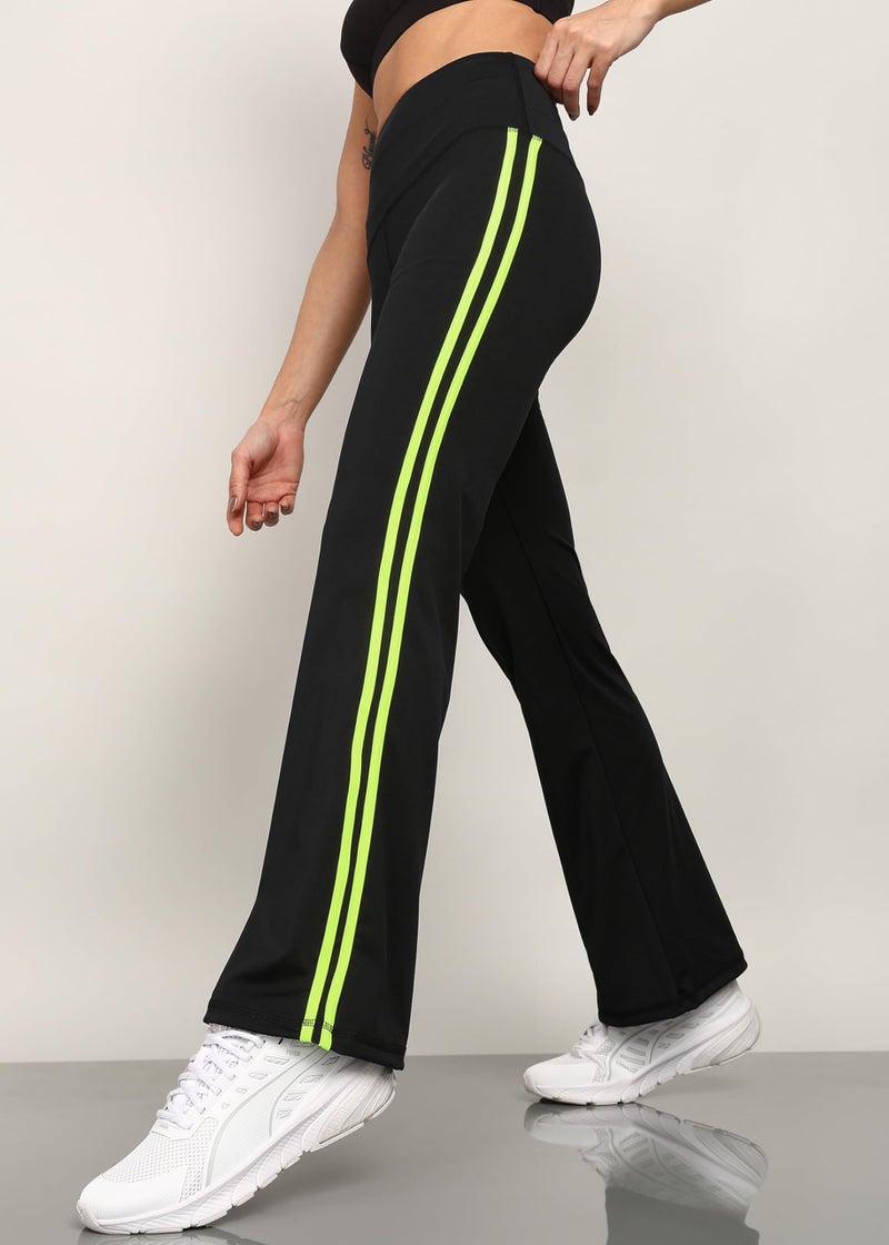 Rock Paper Scissors Premium Flare Gym Pants High Waist Stretchable Flared Leggings with Side Stripes Gym wear/Active Wear Tights Yoga Pants/Dance Womens Workout Tights Gym Tight - Image 2