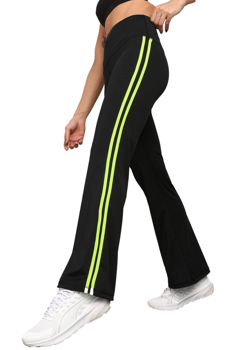 Rock Paper Scissors Premium Flare Gym Pants High Waist Stretchable Flared Leggings with Side Stripes Gym wear/Active Wear Tights Yoga Pants/Dance Womens Workout Tights Gym Tight - Image 1