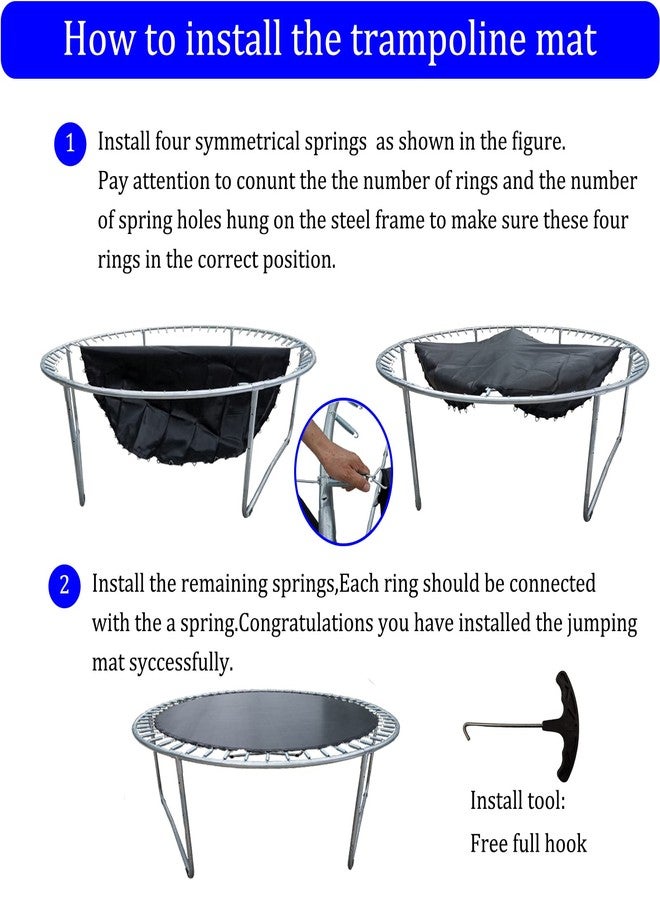 Bzzter Trampoline Replacement Mat 10ft，Trampoline Mat Fit 10ft Frame with 60 Rings 102.8 Inch Diam Match 5.3-5.7 Inch Spring, Without Frame and Springs(Only Trampoline Mat), w/Spring Tool and Gloves - Image 5