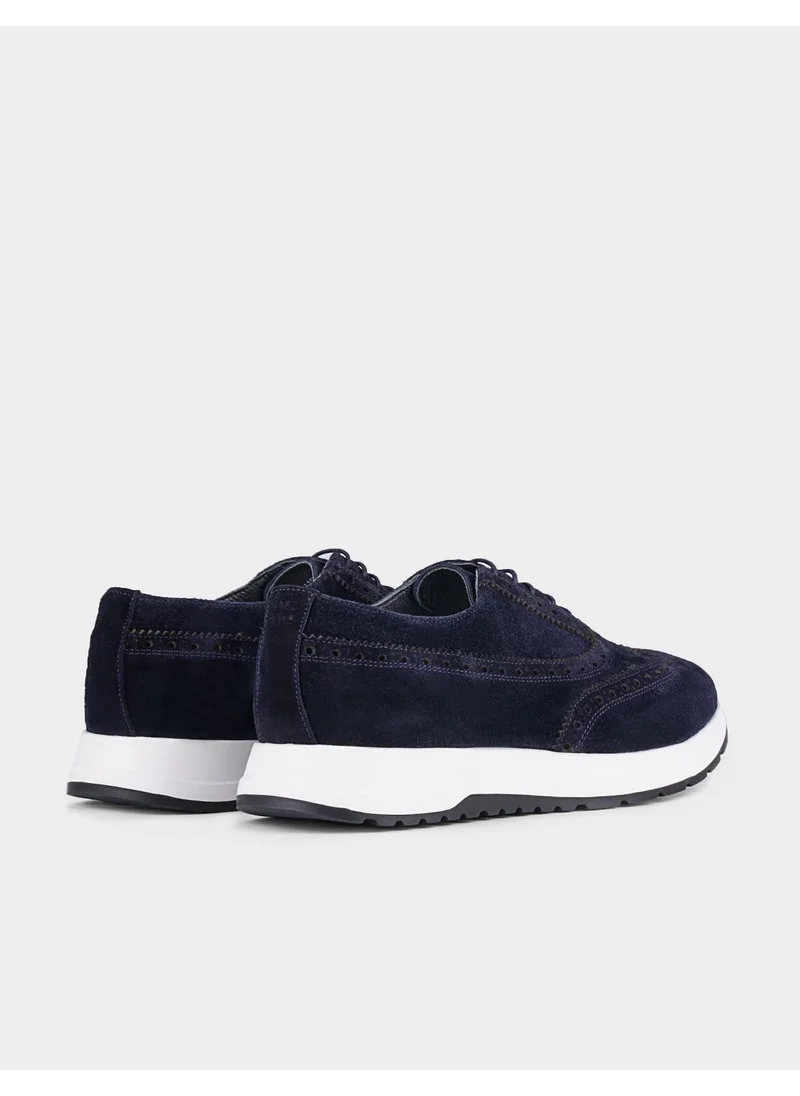 كاباني Leather Navy Blue Suede Men's Casual Shoes