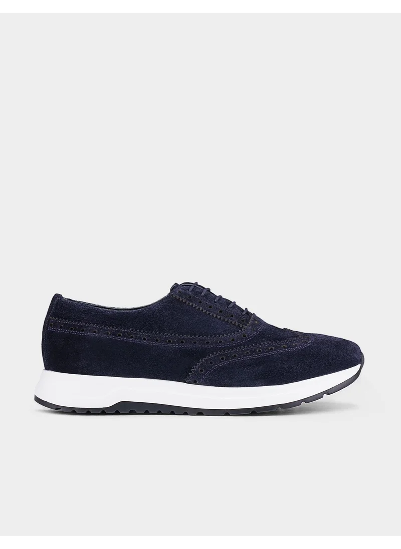 كاباني Leather Navy Blue Suede Men's Casual Shoes