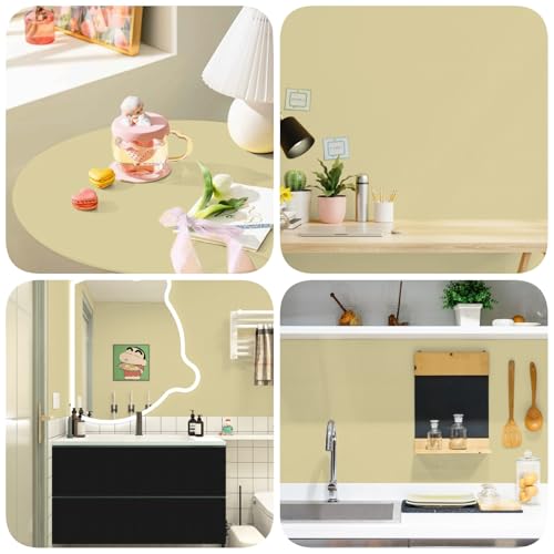 Abyssaly Light Yellow Wallpaper Solid Color Peel and Stick Wallpaper for Cabinet Self Adhesive and Removable Vinyl Wall Paper for Furniture,Bedroom, Kitchen, Drawer, Shelf Liner 15.71 in X 118 in - Image 4