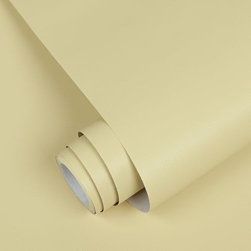 Abyssaly Light Yellow Wallpaper Solid Color Peel and Stick Wallpaper for Cabinet Self Adhesive and Removable Vinyl Wall Paper for Furniture,Bedroom, Kitchen, Drawer, Shelf Liner 15.71 in X 118 in - Image 1