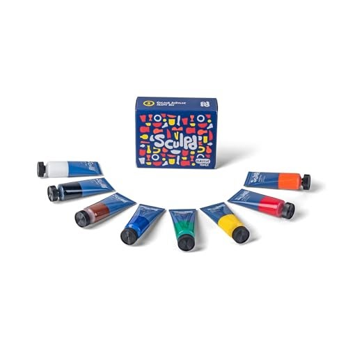 Sculpd Acrylic Paint Set, 8 x 22ml Tubes of Premium Coloured Acrylic, Heavy Body & Vibrant Colours, Paint on Air Dry Clay, Canvas, Ceramic, Fabric, Wood & More, Classic Tones - Image 1