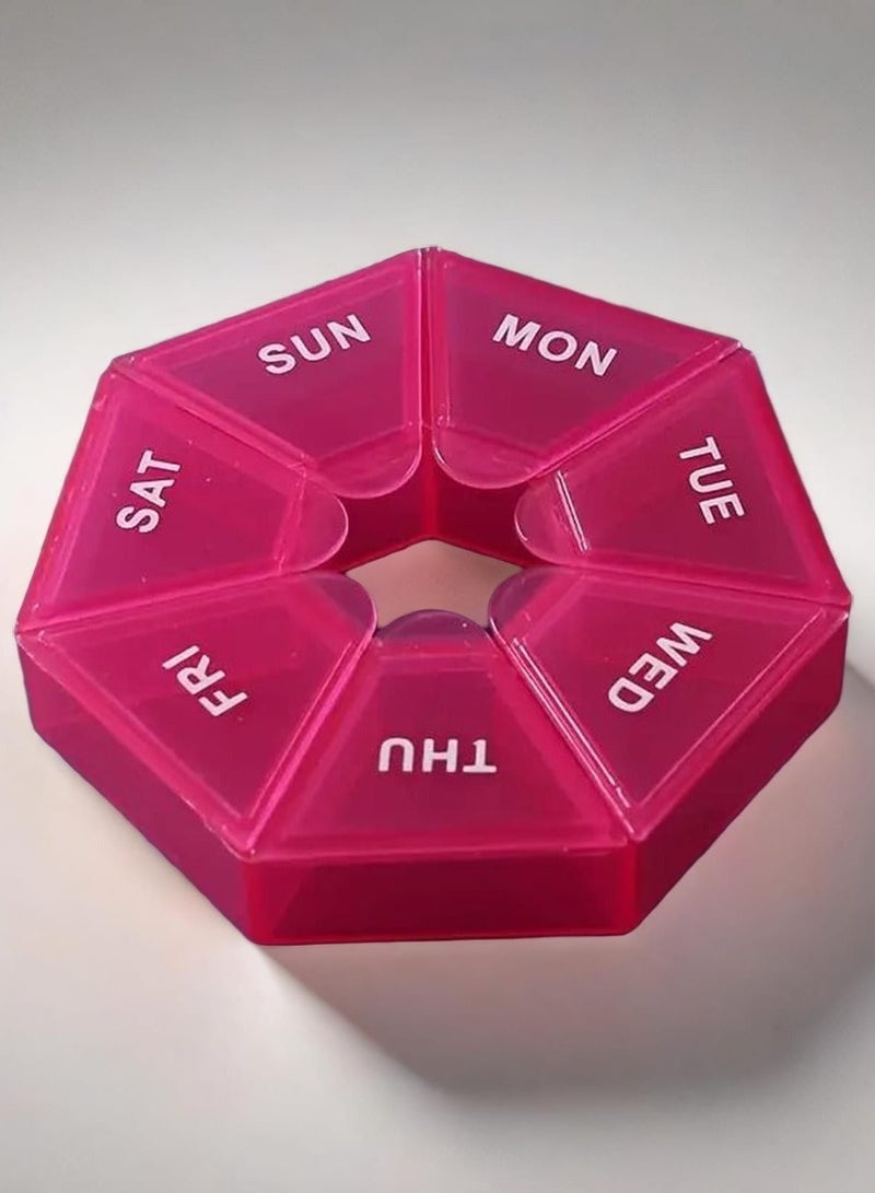 HarabiMed Organizer 7-Day Portable Pill Organizer Red - Waterproof, Moisture-Proof Medicine Case With Large Capacity For Vitamins, Fish Oil & Supplements - Travel-Friendly Storage Box - Image 2