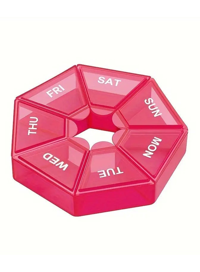 HarabiMed Organizer 7-Day Portable Pill Organizer Red - Waterproof, Moisture-Proof Medicine Case With Large Capacity For Vitamins, Fish Oil & Supplements - Travel-Friendly Storage Box - Image 1