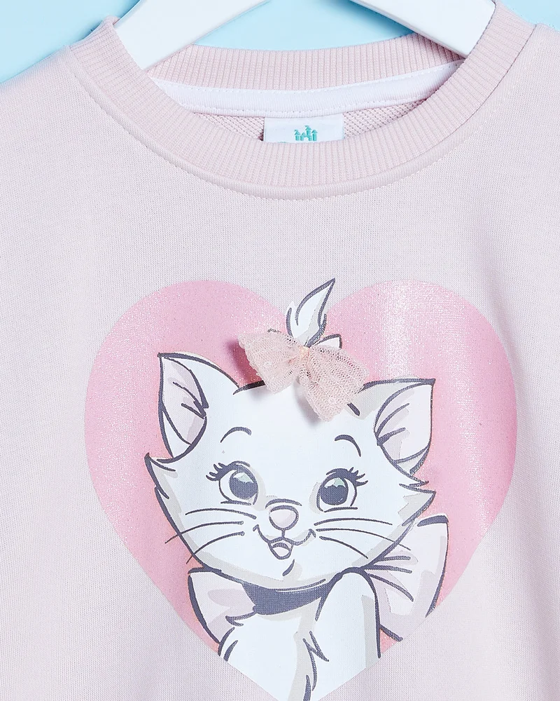 Redtag Infant Girls Pink Marie Cat Print Sweatshirt
