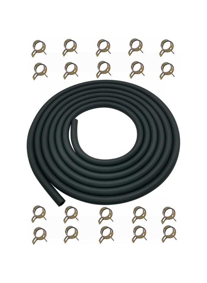 Generic ID Fuel Line Hose Small Gas Diesel Powersports Engines and Generators w/ 20 Clamp Rubber Black  - Image 1