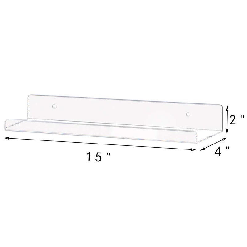 Weiai Clear Acrylic Shelf 15"" Invisible Floating Wall Ledge Bookshelf Kids Book Display Shelves Wall Mounted (15 Inch 3Pack) - Image 3